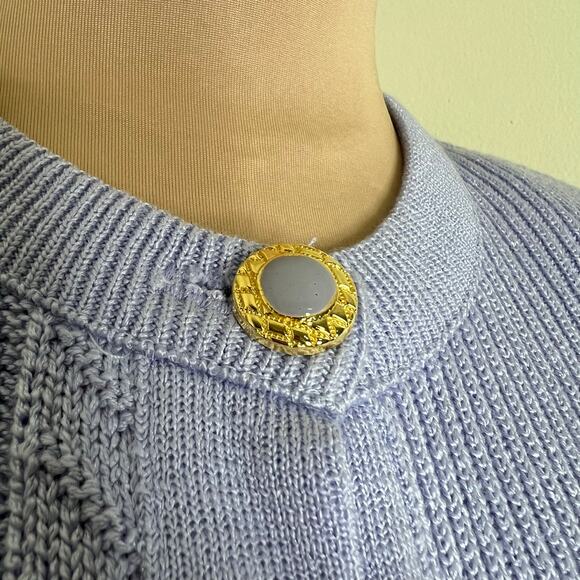 Vintage Mita Skirt Set Sweater Cardigan 4P Purple Knit Matching 2 Piece 80s Midi - Picture 5 of 10